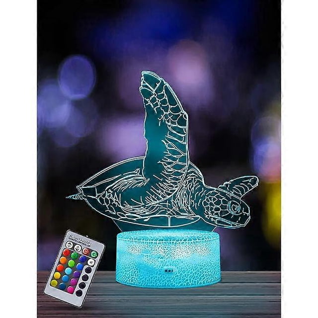 Sea Turtle Veilleuse pour enfants, lampe illusion 3D, lumire LED, tlcommande 16 couleurs changeantes intensit variable, cadeaux de Nol pour filles g