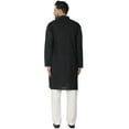 thumbnail image 2 of SKAVIJ Hommes Kurta Pyjama Ensemble Coton à Manches Longues Robe de Soirée de Yoga Black L, 2 of 6