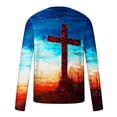 thumbnail image 4 of Penkiiy 3D Graphic Cross Print Shirts for Mens Casual Long Sleeve Tee Shirts Top L Blue, 4 of 5