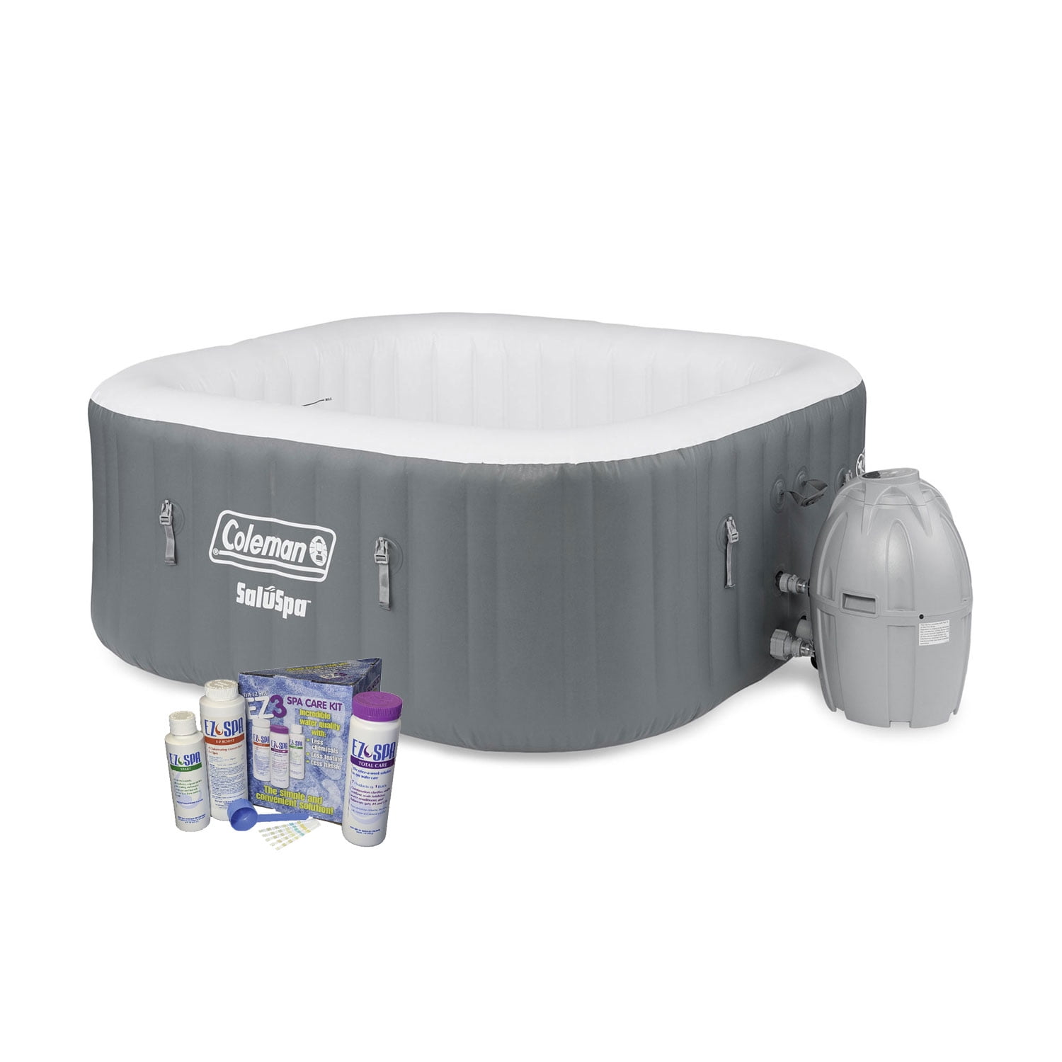 Coleman SaluSpa 4 Person Inflatable Spa and 3 Month Chemical Maintenance Kit 