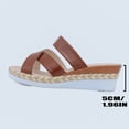thumbnail image 4 of Espadrilles Wedge Sandals for Women Trendy Crooss Strappy Open Toe Casual High Heeled Platform Slip on Slides Brown Size 7.5, 4 of 6