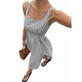 thumbnail image 3 of Women'S Maxi Striped Dress Summer Sleeveless Square Neck Smocked A Line Flowy Spring Vacation Sundress Black XL, 3 of 10