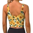 thumbnail image 3 of Lsque Green Leaf Sunflower Printed Women'S Sports Bra, Compression, Moisture Wicking, High-Impact Sports Bra For Women,Supportive sports bra-Medium, 3 of 9