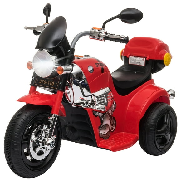 Aosom Enfants Moto Électrique Monter sur Jouet 6V Alimenté par Batterie Trike Électrique Jouets pour 18-36 Mois avec de la Musique Légère MP3 Boîte de Rangement Rouge