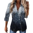 thumbnail image 1 of Women Classique Été Gradient Print Manches Longues Tunique Tops Chemisiers Chemise, 1 of 7