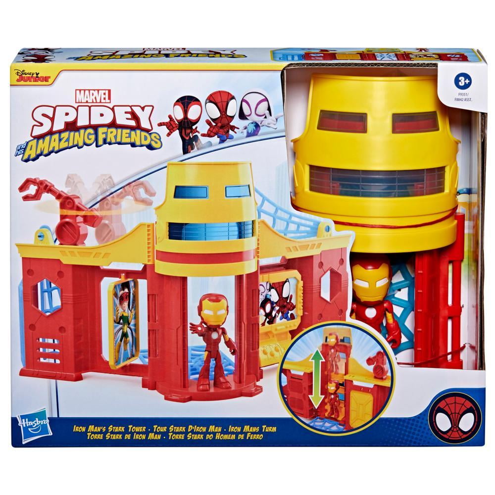 Marvel Spidey and His Amazing Friends Stark Tower Playset, 4" Iron Man Figure, Ages 3+