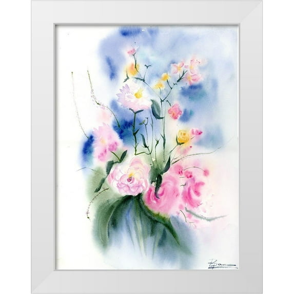 Shefranov, Olga 19x24 White Modern Wood Framed Museum Art Print Titled - Pink Flowers