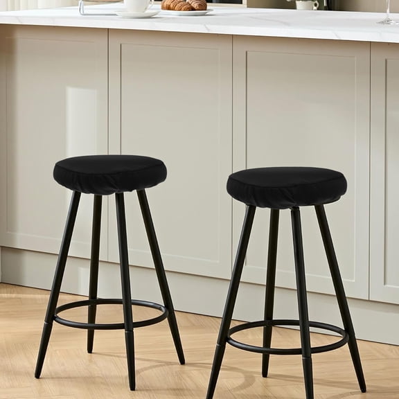 TABLZONE 4-Pack Black Round Stretchable Nonslip Stool Chair Covers for Home Bar Stools Seat