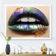 thumbnail image 3 of Designart 'Woman Lips With Green Lipstick & Teeth' Modern Framed Art Print, 3 of 4