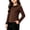 Brown, variant on Toddler Girl Long Sleeve Shirt Ruffle Neck Cuff Soft Stretchy Crewneck Basic