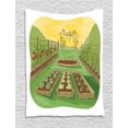 thumbnail image 1 of Farm Tapestry, Harvest Illustration of a Garden with Fruits and Vegetables Arranged, Wall Hanging for Bedroom Living Room Dorm Decor, 40W X 60L Inches, Lime Green and Multicolor, by Ambesonne, 1 of 2