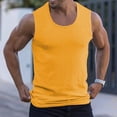 thumbnail image 4 of Mens Ribbed Knit Tank Top Cotton Sleeveless Shirts Summer Beach Workout Muscle Undershirt Yellow XL, 4 of 4
