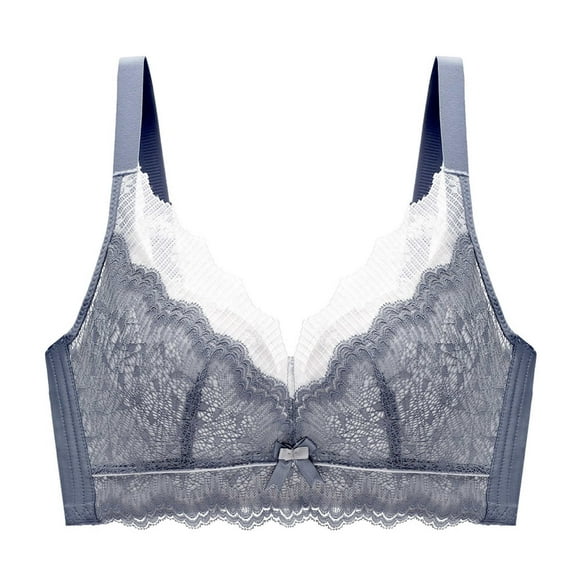 Bigersell T-Shirt Bra Ladies Comfortable Breathable No Underwire Lace Push-Up Adjustment Lift Bra Woman Underwear Short Size Training Bra, Style 6521, Blue 32B