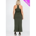 thumbnail image 4 of Saronite Basic Racer Back Cami Straps Maxi Dress, Olive (Women's Plus), 4 of 4