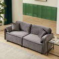thumbnail image 3 of 2PCS Sofa Set, 79" Velvet Loveseat Sofa with 4 Pillows, Luxury Upholstered 3 Seater Couch with Turned Inward Back and Arms, Modern Sofa Couch with Extra Wide Seat for Living Room Apartment Office, 3 of 9