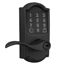 Schlage Encode Smart WiFi Lock Accent Lever with Camelot Trim Matte Black