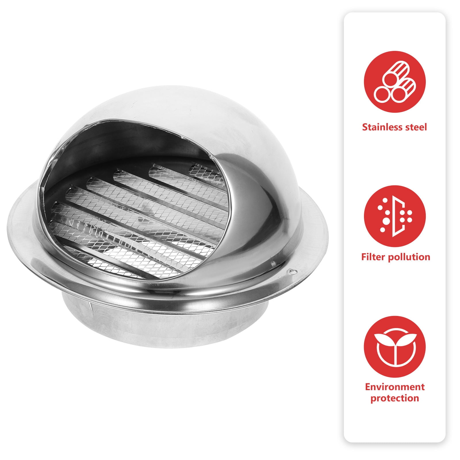 SOPOTUTU Wall Vent Cover 304 Stainless Steel Durable Rainproof Round Exhaust Vent for Protection 3Pcs