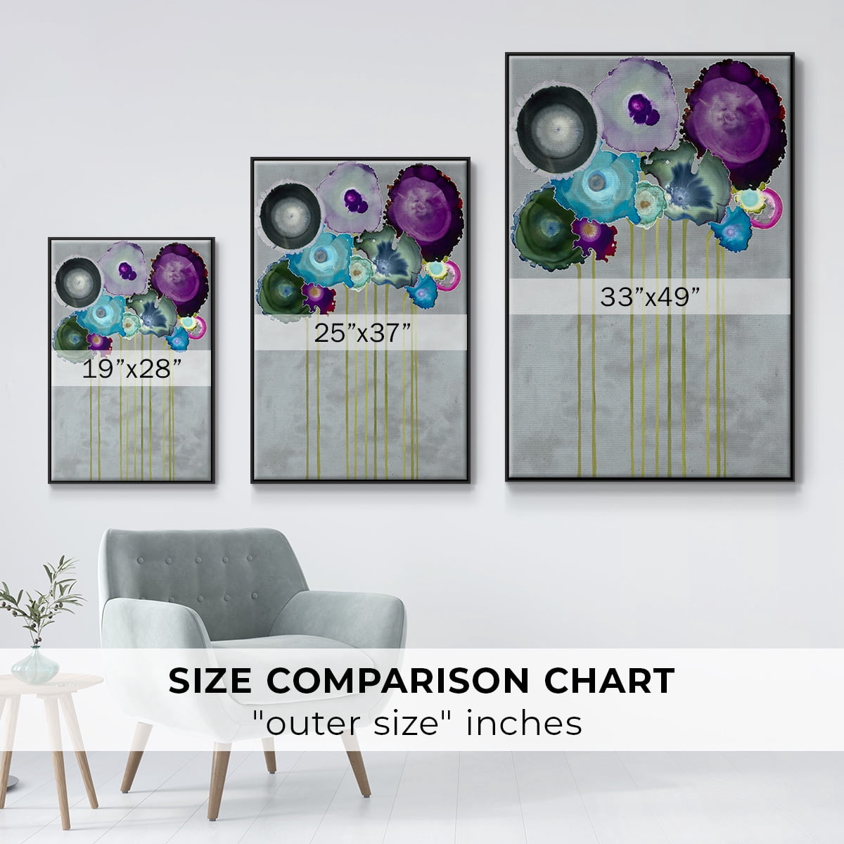 Silver Bouquet Framed Premium Gallery Wrapped Canvas - Ready to Hang - 27 x 41 - Black Floating Frame