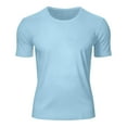 thumbnail image 5 of Men's Sports T-Shirts Short Sleeve Crew Neck Solid Color Lightweight Breathable Quick Dry Tops Fitness Workout (S, Sky Blue), 5 of 6