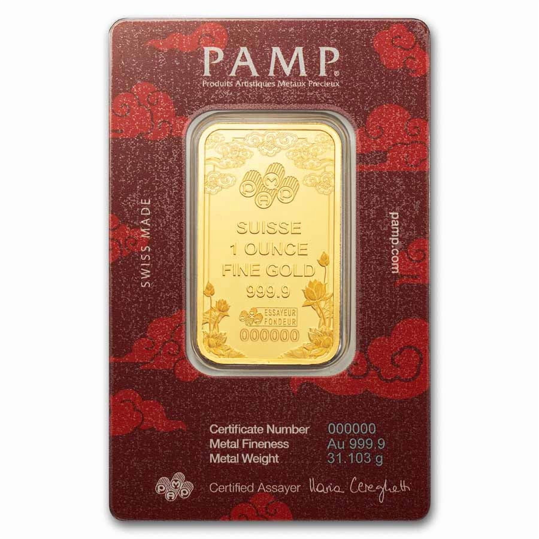 2025 1 oz Gold Bar – PAMP Good Luck Yellow Dragon (Assay)