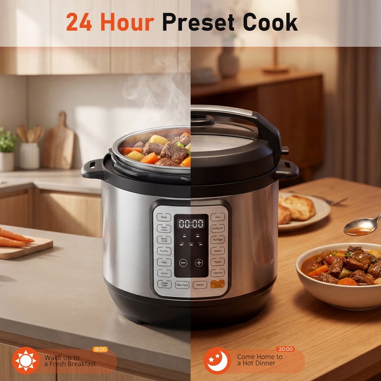 edx 6 Quart Electric Pressure Cooker, 7-in-1 Multi-Function