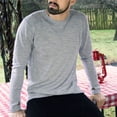 thumbnail image 6 of Men's Midweight Base Layer Long Sleeve Shirt - 85% Merino Wool - Moisture Wicking Crew - Ash Gray - Large, 6 of 6