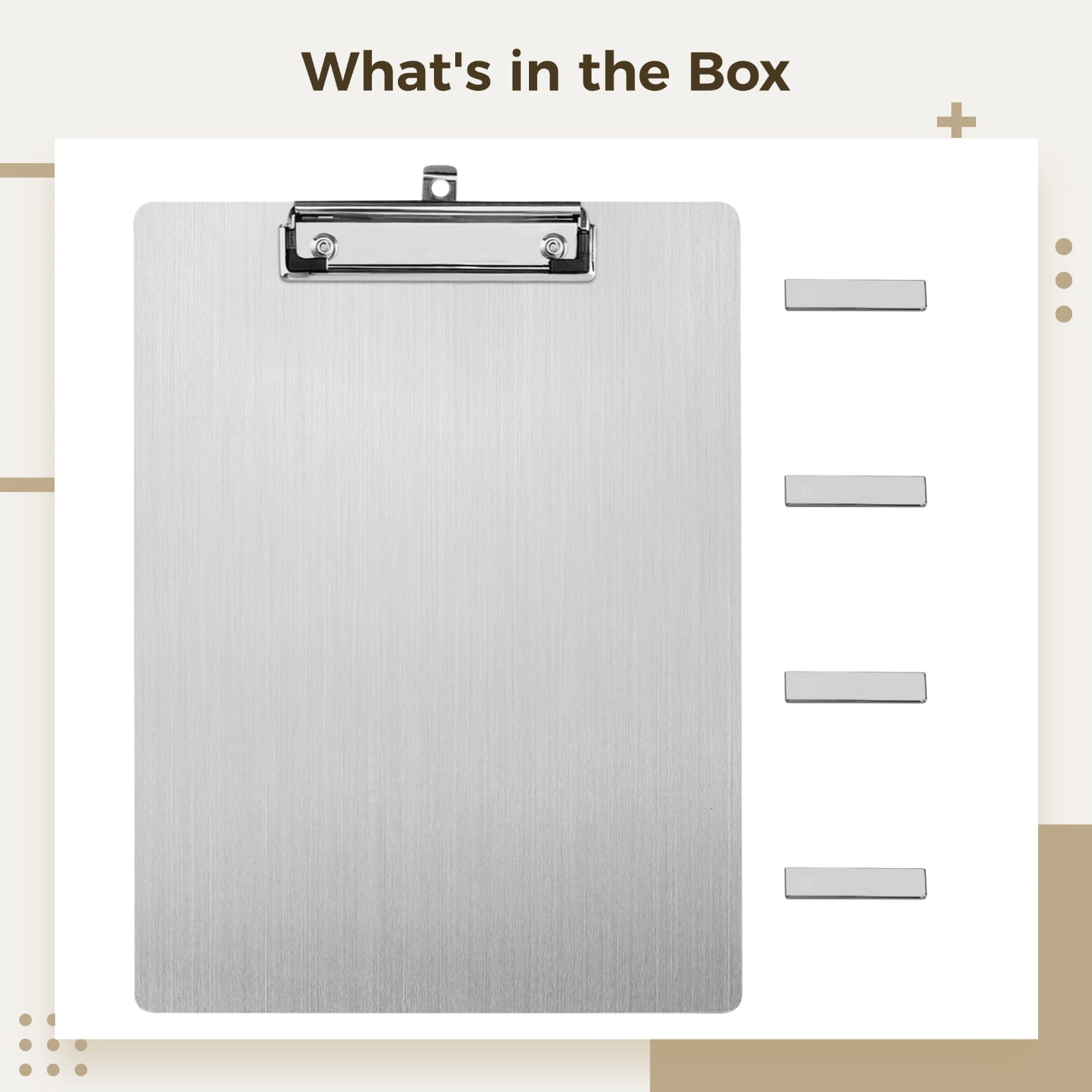 Stainless Steel Clipboard, Magnetic Whiteboard for Fridge, 1mm Thick, A4 Size with 4 Magnetic Strips, Fingerprint Resistant, Qquality Write Surface
