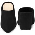 thumbnail image 2 of BLISSFUL STEP Women's Chunky Heels Pointed Toe Slip on Slide Mules Black US 9.5, 2 of 6
