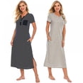 thumbnail image 6 of Forzero Women's Striped Over The Knee Long Nightdress Short Sleeve Homewear, 6 of 7