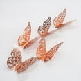 thumbnail image 1 of 12 pegatinas de pared de mariposa 3D, arte de bricolaje, pegatinas con purpurina de oro rosa para dormitorio de niños, sala de estar, decoración de fiesta en el hogar, pegatinas metálicas extraíbles,, 1 of 5