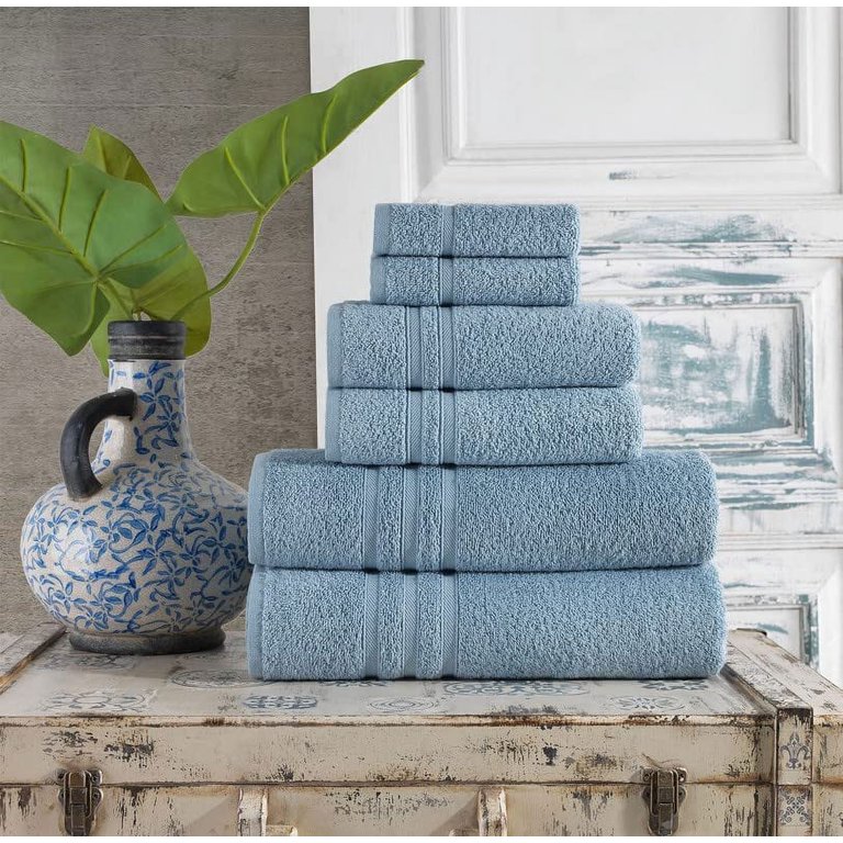 Spa Blue Organic Turkish Cotton Bath Towels, Set of 6 + Reviews