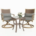 thumbnail image 3 of Poteban 3 Pieces Patio Swivel Chairs Set of 2 with Wicker Table, Bistro Set with Swivel Rocker Chair, Outdoor Furniture with Thickened Cushions for Porch Backyard Deck (Gray), 3 of 9