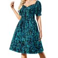 thumbnail image 4 of Vestido de manga corta con estampado de lentejuelas azules de inspiración disco retro de los años 70, vestido de hada para mujer, 4 of 8