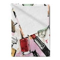 thumbnail image 2 of Fashion Soft Flannel Fleece Throw Blanket, Cosmetic and Makeup Theme Pattern Perfume Lipstick Nail Polish Brush Modern, Cozy Plush for Indoor and Outdoor Use, 50" x 60", Multicolor, by Ambesonne, 2 of 5