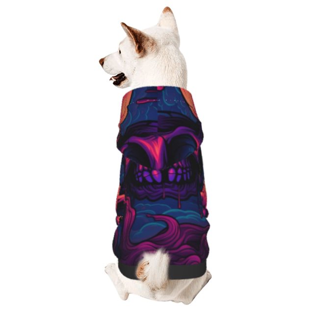 Fotbe Purple-Red Skull Sudadera con Estampado para Perros Pequeños – Suéter con Capucha para Mascotas, Tela Suave de Forro Polar con Bolsillo-Medium