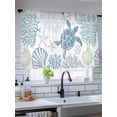 thumbnail image 3 of Sheer Curtains 54 Inches Long, Blue Turtle Coastal Light Filtering Window Curtains for Living Room/Bedroom, Summer Beach Nautical Coral Rod Pocket Voile Sheer Curtain Drapes, 52"W x 54"L, 2 Panels, 3 of 8