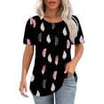 thumbnail image 2 of Womens Tops Women's T Shirt Short Sleeve Formal Casual Shirt Spring Summer Clothing Flowing Creases Front V Neck Shirts for Women, 2 of 5
