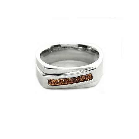 Men's Brown Diamond Accent Seven-Stone Sterling Silver Ring