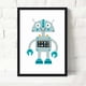 thumbnail image 4 of Cartoon Robot Wall Art Canvas Print Poster, Simple Cute Watercolor Art Drawing D, Kids Room Decor, 4 of 4