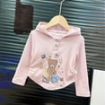 thumbnail image 2 of Favoffer Girls' Long-Sleeve Hooded Sweatshirt Teddy Bear Print Cotton Thick Casual Top for Daily, Playdates, Birthday Parties Toddler 3-10Y, 2 of 6