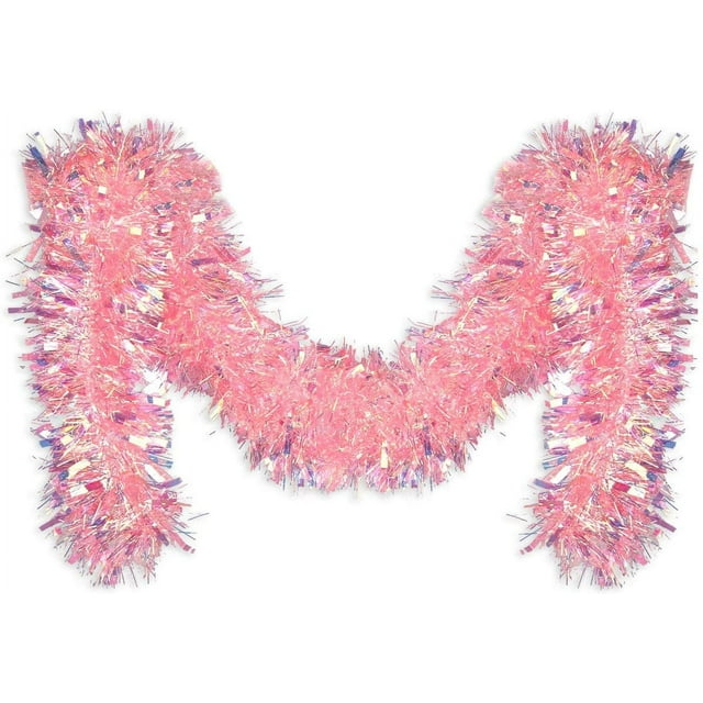 Pink Tinsel Garland 17 Feet for Christmas Tree Decorations Party Supplies
