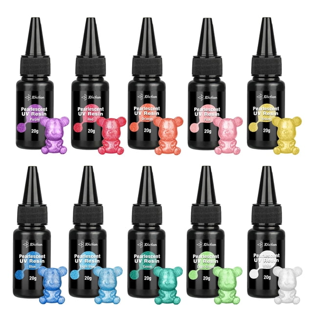 Kit de resina UV JDiction de 10 colores perlados, 20 g cada uno