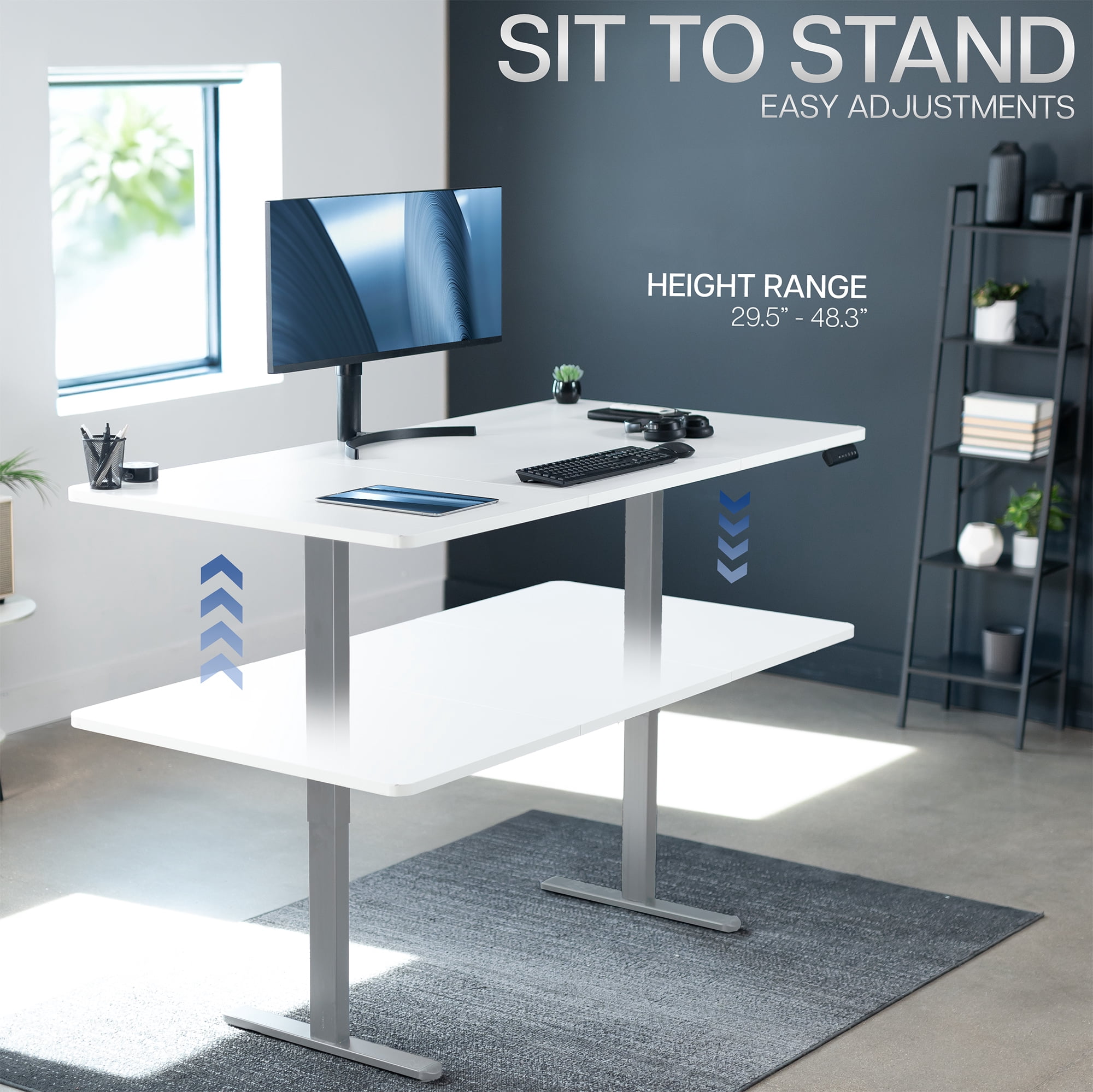 VIVO Electric Dual Motor 71” x 36” Standing Desk, White Top, Gray Frame