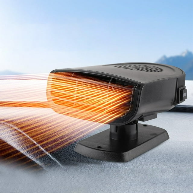 COFEST Chauffage de Voiture Portable 12V/150W avec Base Rotative à 360°, Fonction de Chauffage Rapide, Design Réglable, Ventilateur Multifonctionnel pour Pare-Brise et Décongélation pour Toutes les Voitures Noir