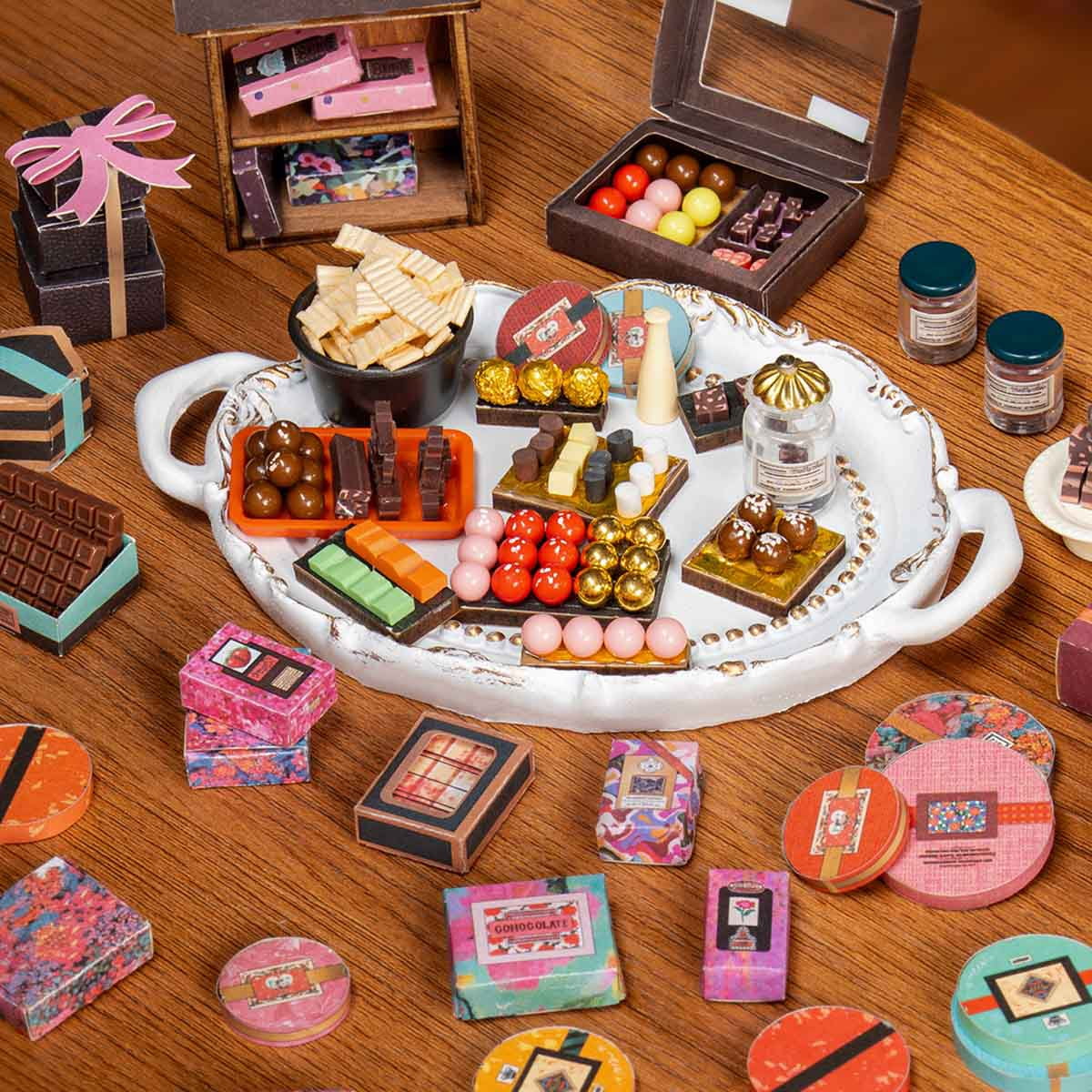 Rolife Henry's Chocolate DIY Miniature House Craft Kit, Wooden Puzzle Assembly Set for Adults & Kids Gifts