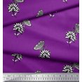 thumbnail image 2 of Soimoi Purple Crepe Silk Fabric Floral & Insect Print Sewing Fabric BTY 42 Inch Wide, 2 of 3