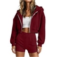 thumbnail image 4 of yillto Women's Zip up Hoodies Coat Casual Long Sleeve Hooded Cropped Drawstring Sweatshirts with Pockets, 4 of 7