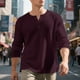 thumbnail image 1 of pstuiky Camisas suaves de manga larga para hombre, Camiseta informal de manga larga con cuello redondo y botones para hombre, color liso, transpirable y a la moda Tops de hombre s, 1 of 9