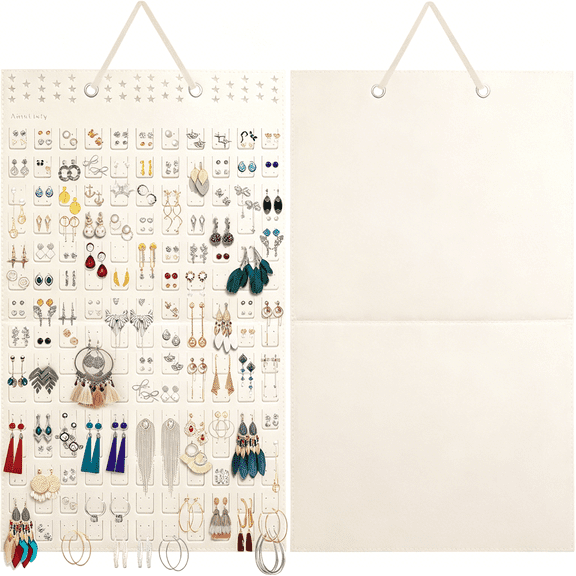 XIBUFE Earring Organizer,Hanging Earring Holder Holds Up to 330 Pairs,Felt Earrings Organizer and Storage,Wall Earring Holder Earring Display for Women Girls (White)