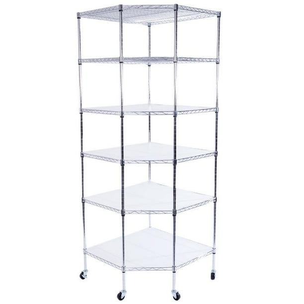 Zimtown 6Tier Corner Steel Wire Shelving with Wheels,Classics